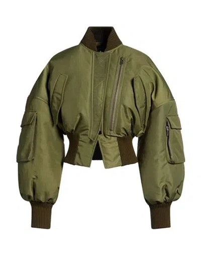 A.w.a.k.e. A. W.a. K.e. Mode Woman Jacket Military Green Size Xs Polyamide, Cotton