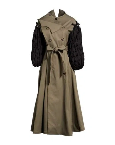 A.w.a.k.e. A. W.a. K.e. Mode Woman Overcoat & Trench Coat Military Green Size 8 Cotton, Polyamide
