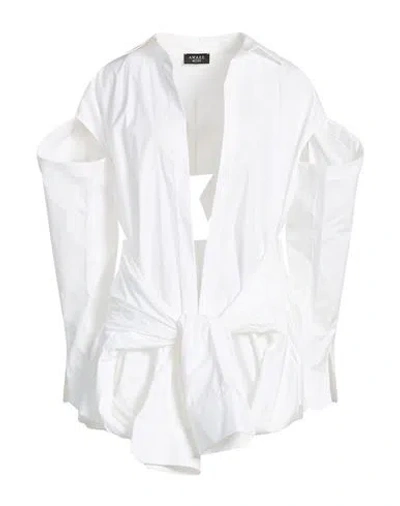 A.w.a.k.e. A. W.a. K.e. Mode Woman Shirt White Size 10 Cotton, Elastane