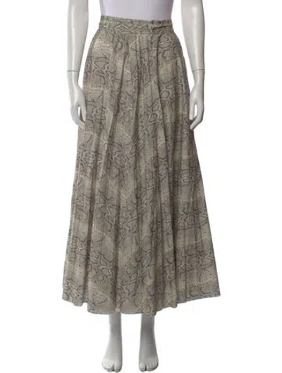 Pre-owned A.w.a.k.e. Animal Print Long Skirt In Gray