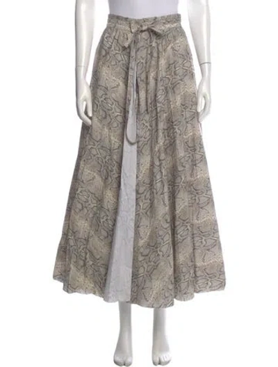 Pre-owned A.w.a.k.e. Animal Print Long Skirt In Neutral