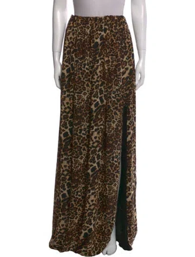 Pre-owned A.w.a.k.e. Animal Print Long Skirt W/ Tags In Brown