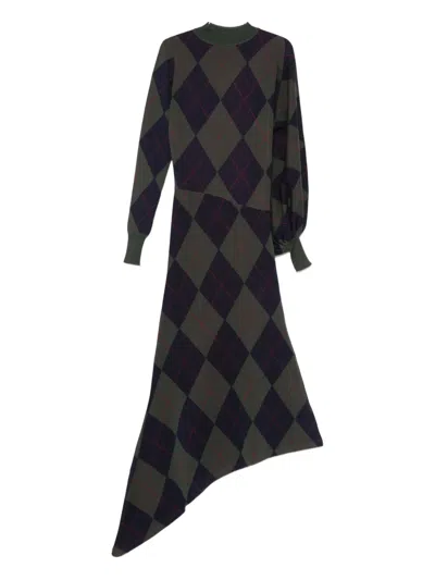 A.w.a.k.e. Argyle-pattern Asymmetric Dress In Multi