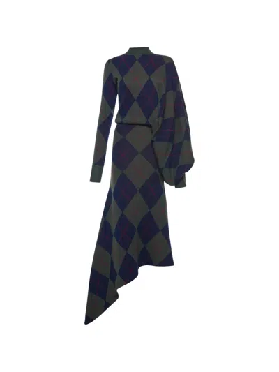 A.w.a.k.e. Argyle-knit Asymmetric Dress In Black