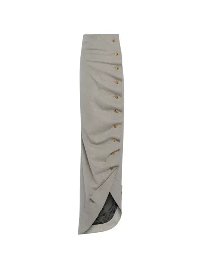 A.w.a.k.e. Asymmetric Button-down Maxi Skirt In Animal Print