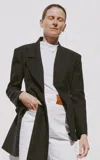 A.w.a.k.e. Asymmetric Cotton-blend Volume-contrast Blazer In Black