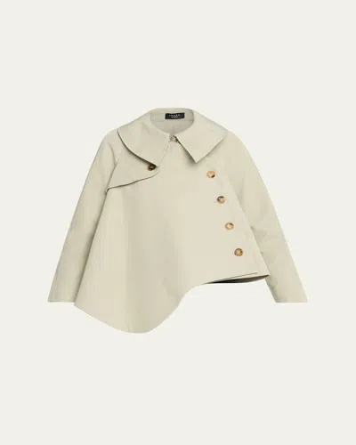 A.w.a.k.e. Asymmetric Gabardine Trench Jacket In Neutral