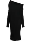 A.w.a.k.e. Asymmetric Wool-blend Midi Dress In Schwarz