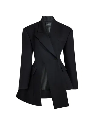 A.w.a.k.e. Asymmetric Wool Jacket In Black