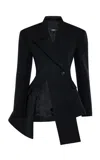 A.w.a.k.e. Asymmetric Wool Volume-contrast Blazer In Black