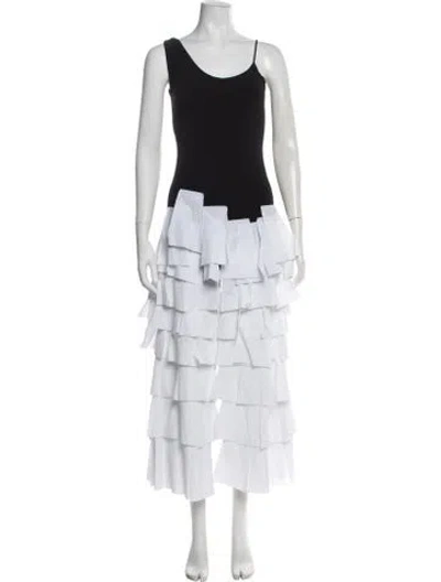 Pre-owned A.w.a.k.e. Asymmetrical Long Dress In White