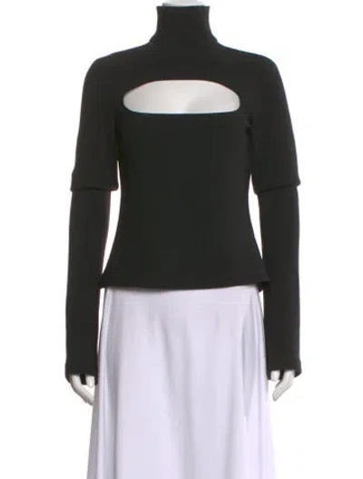 Pre-owned A.w.a.k.e. Asymmetrical Long Sleeve Top In Black