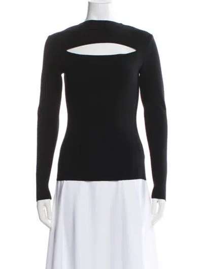 Pre-owned A.w.a.k.e. Asymmetrical Long Sleeve Top In Black