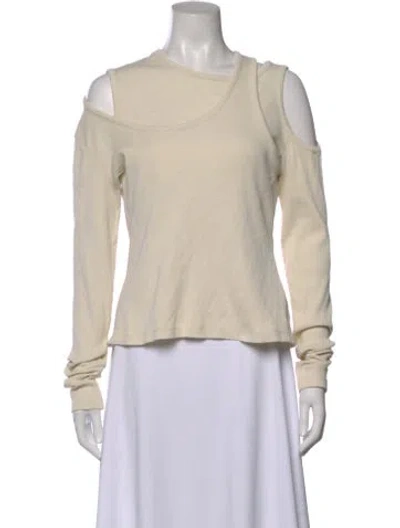 Pre-owned A.w.a.k.e. Asymmetrical Long Sleeve Top In Neutral
