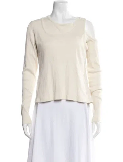 Pre-owned A.w.a.k.e. Asymmetrical Long Sleeve Top In Neutrals