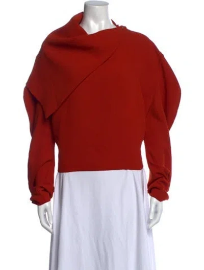 Pre-owned A.w.a.k.e. Asymmetrical Long Sleeve Top In Orange