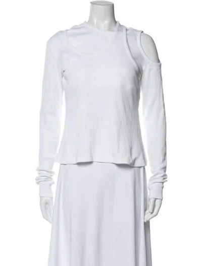 Pre-owned A.w.a.k.e. Asymmetrical Long Sleeve Top In White