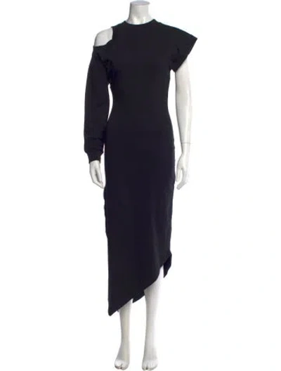Pre-owned A.w.a.k.e. Asymmetrical Midi Length Dress In Black