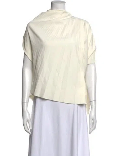 Pre-owned A.w.a.k.e. Asymmetrical Short Sleeve Top In Neutrals