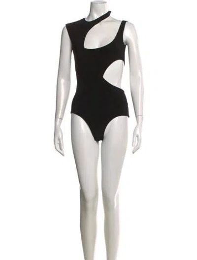 Pre-owned A.w.a.k.e. Asymmetrical Sleeveless Bodysuit In Black