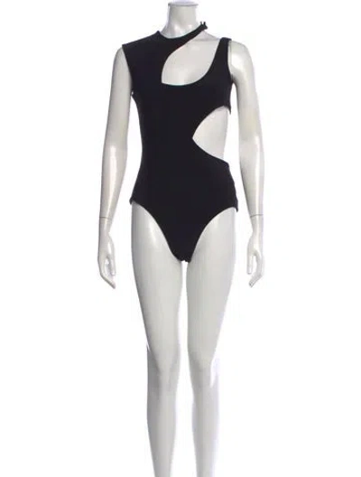 Pre-owned A.w.a.k.e. Asymmetrical Sleeveless Bodysuit In Black