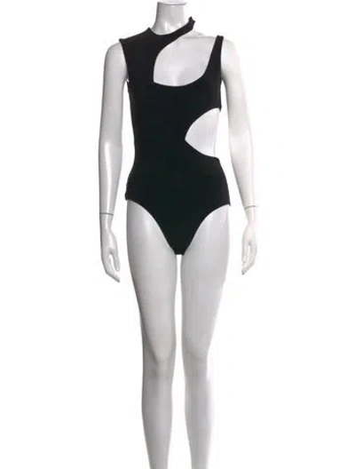 Pre-owned A.w.a.k.e. Asymmetrical Sleeveless Bodysuit W/ Tags In Black