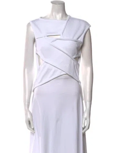 Pre-owned A.w.a.k.e. Asymmetrical Sleeveless Crop Top In White