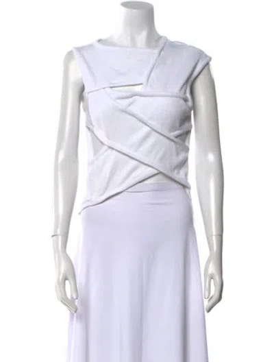 Pre-owned A.w.a.k.e. Asymmetrical Sleeveless Crop Top In White