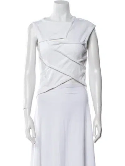Pre-owned A.w.a.k.e. Asymmetrical Sleeveless Crop Top In White