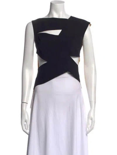 Pre-owned A.w.a.k.e. Asymmetrical Sleeveless Top In Black