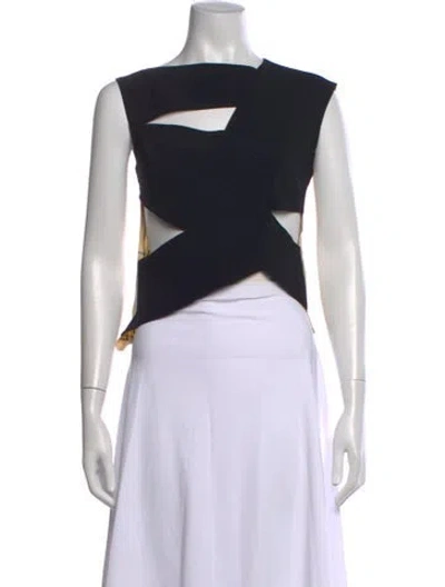 Pre-owned A.w.a.k.e. Asymmetrical Sleeveless Top In Black