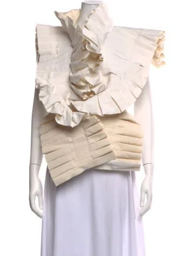 Pre-owned A.w.a.k.e. Asymmetrical Sleeveless Top In Neutrals