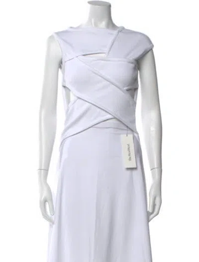 Pre-owned A.w.a.k.e. Asymmetrical Sleeveless Top In White