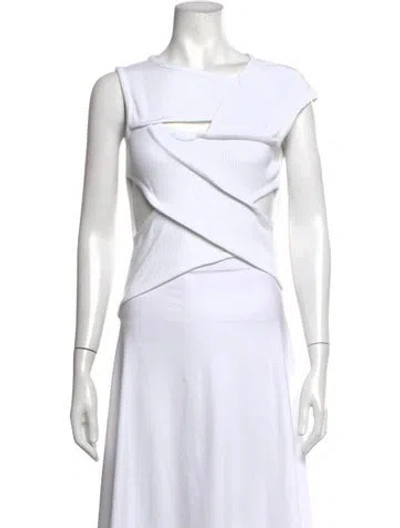 Pre-owned A.w.a.k.e. Asymmetrical Sleeveless Top In White