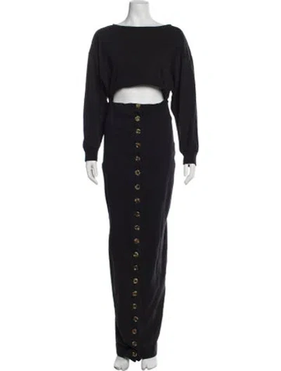 Pre-owned A.w.a.k.e. Bateau Neckline Long Dress In Black