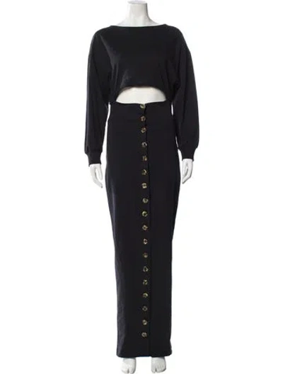 Pre-owned A.w.a.k.e. Bateau Neckline Long Dress In Black