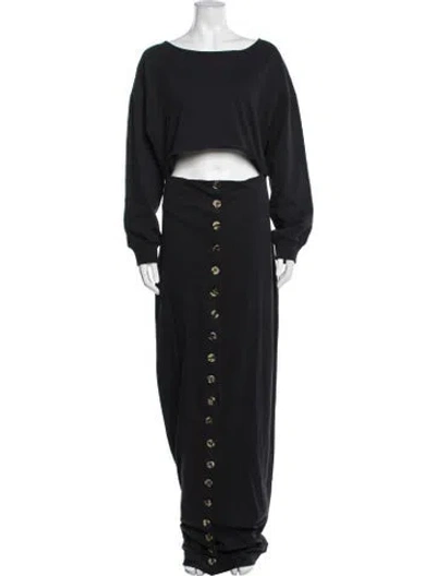 Pre-owned A.w.a.k.e. Bateau Neckline Long Dress In Blue