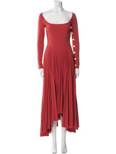 Pre-owned A.w.a.k.e. Bateau Neckline Long Dress In Red