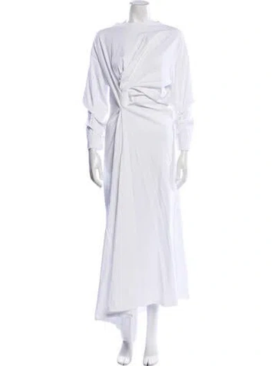 Pre-owned A.w.a.k.e. Bateau Neckline Long Dress In White