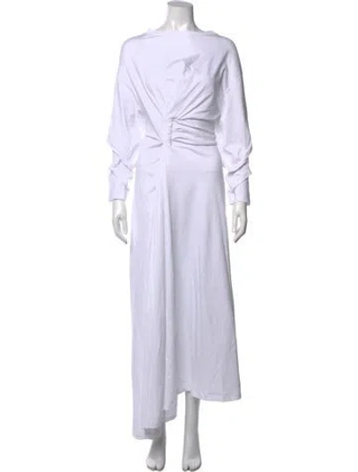 Pre-owned A.w.a.k.e. Bateau Neckline Long Dress In White