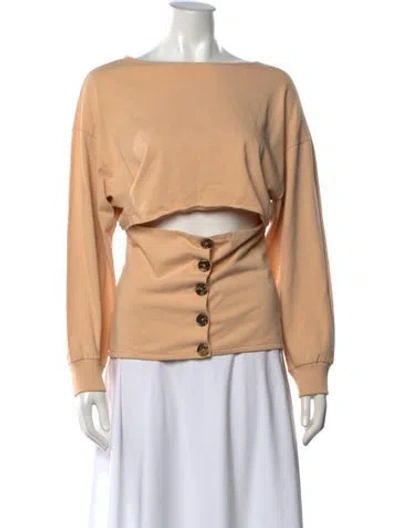 Pre-owned A.w.a.k.e. Bateau Neckline Long Sleeve Top In Neutrals