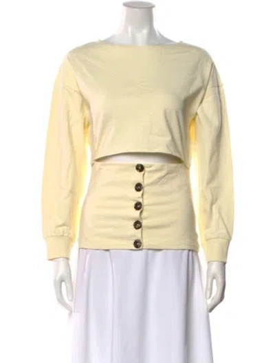 Pre-owned A.w.a.k.e. Bateau Neckline Long Sleeve Top W/ Tags In Yellow