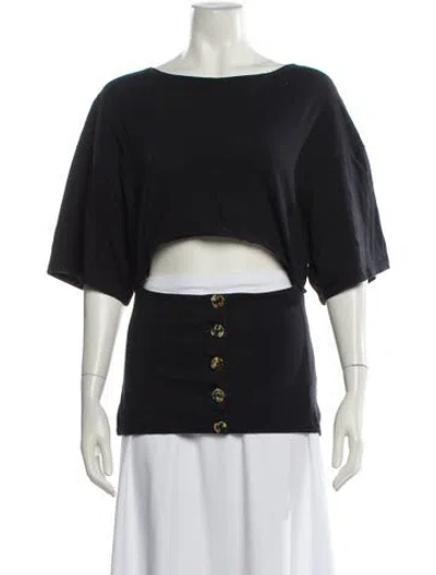 Pre-owned A.w.a.k.e. Bateau Neckline Short Sleeve Top In Black