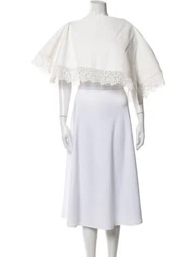 Pre-owned A.w.a.k.e. Bateau Neckline Short Sleeve Top In White