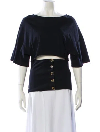 Pre-owned A.w.a.k.e. Bateau Neckline Three-quarter Sleeve Top In Multi