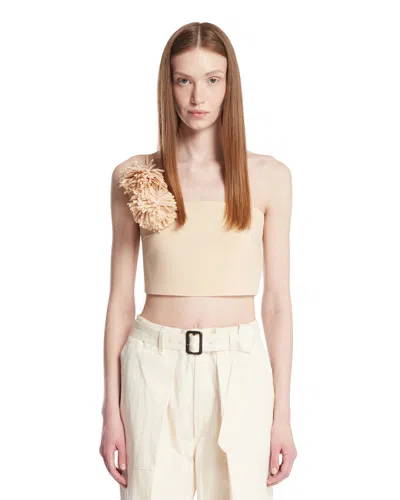 A.w.a.k.e. Beige Cropped Top In Neutral