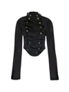 A.w.a.k.e. Bib-front Structured Blouse In Black