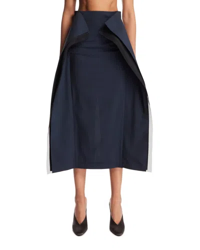A.w.a.k.e. Blue High-waisted Panel Midi Skirt