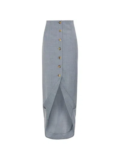 A.w.a.k.e. Button Tailored Skirt In Blue