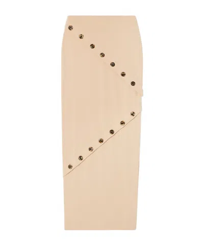A.w.a.k.e. Button-embellished Organic Cotton-jersey Maxi Skirt In Animal Print